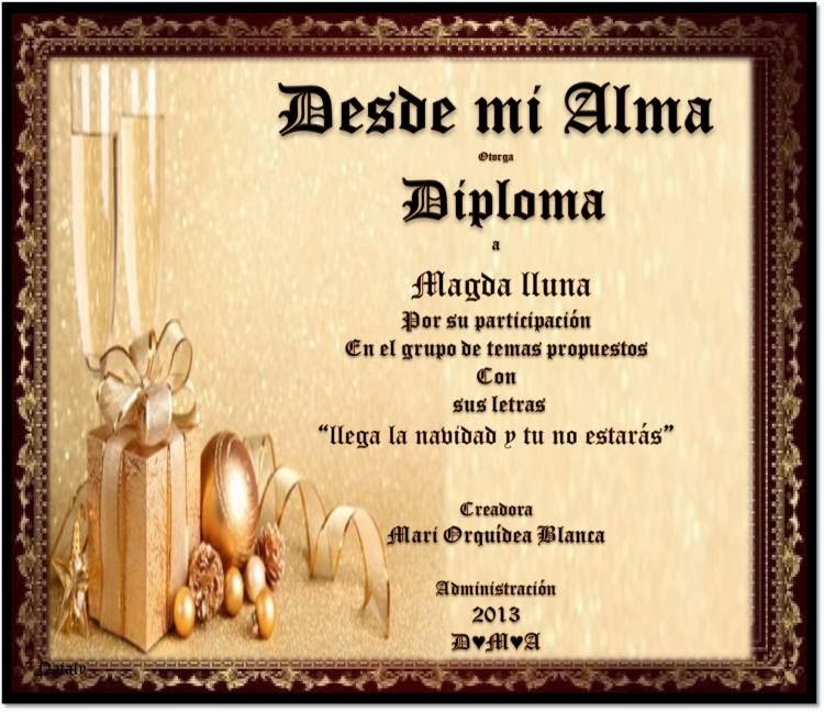 DIPLOMA POEMA LLEGA LA NAVIDAD Y TU NO ESTARÁS