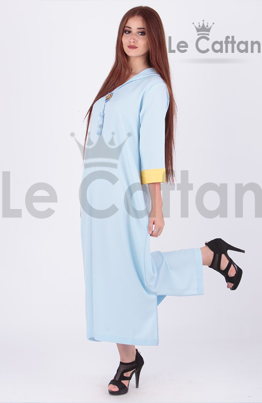 Djellaba Simple 2019 - Djellaba Bleu Ciel Marocaine Moderne | LE CAFTAN