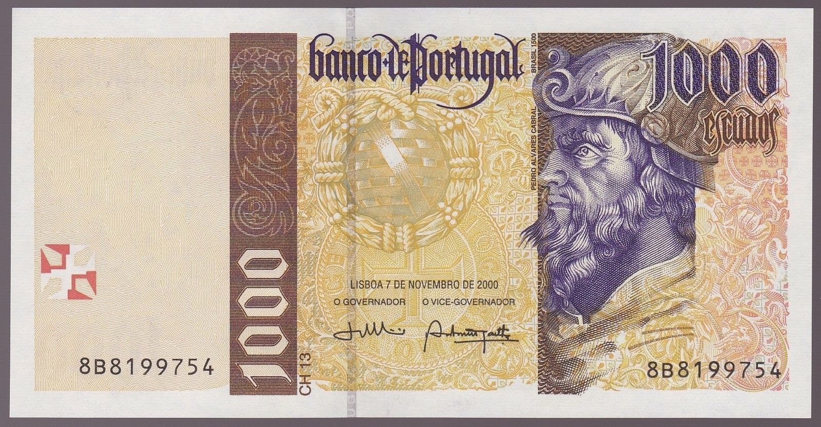 Portugal Banknotes 1000 Escudos banknote 2000 Pedro Alvares Cabral