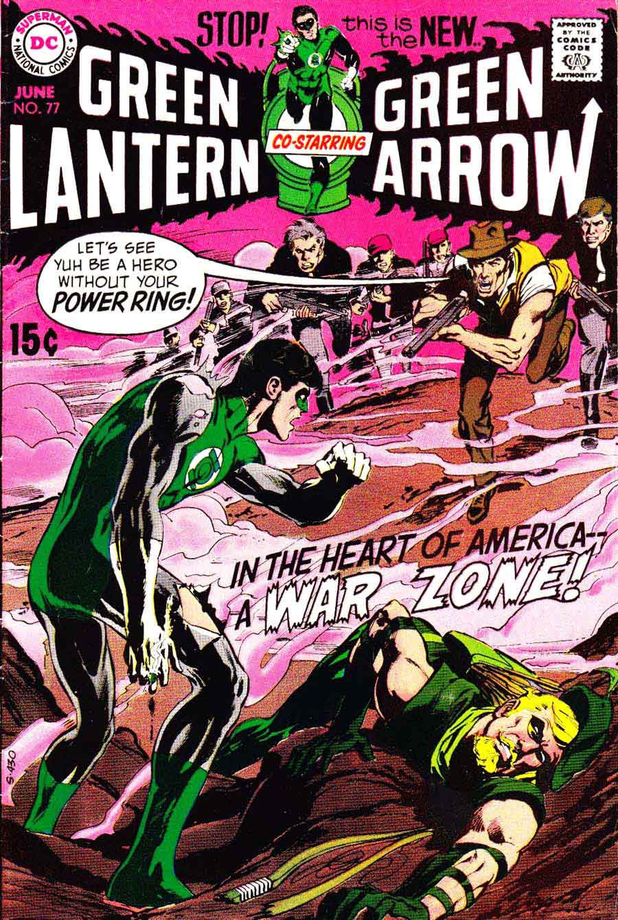 Green Lantern Green Arrow #77 bronze age 1970s dc comic book cover art by Neal Adams