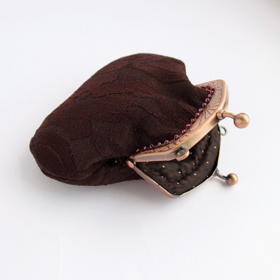 small coin purse, sewing, коричневій