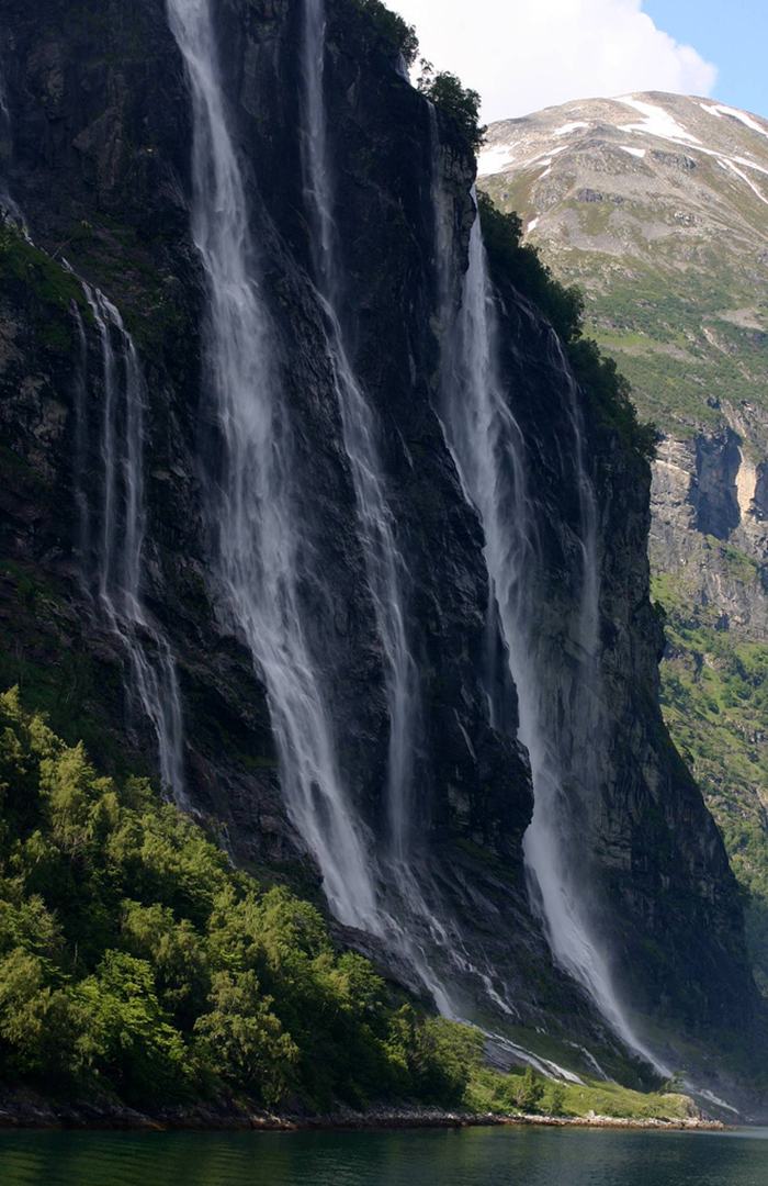  The Seven Sisters Waterfall making their way to the Geirangerfjord.