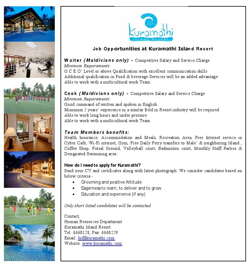 Job Maldives Canteen Cook jobs in Maldives