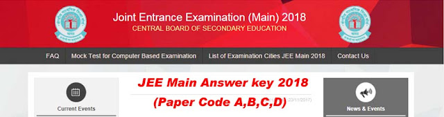 JEE Main 2018 Exam Answer key, Paper Solution Available Here by jeemain.nic.in