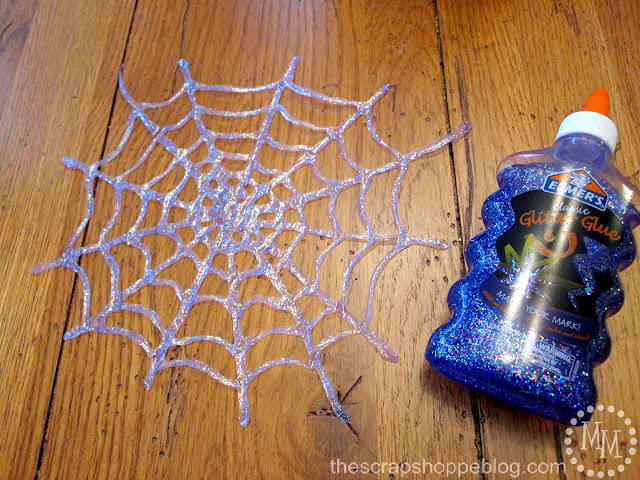 glitter glue spider webs
