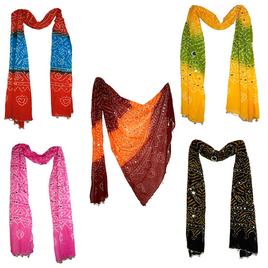 Rajasthan Handicrafts Indian scarf and shawl wholesale lot, bandhej
