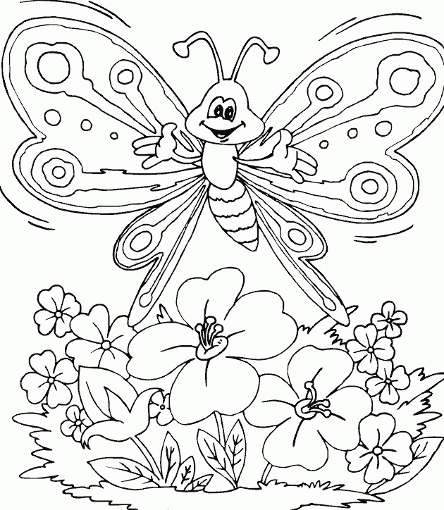  Gambar Mewarnai Kupu kupu dan bunga Terbaru gambarcoloring