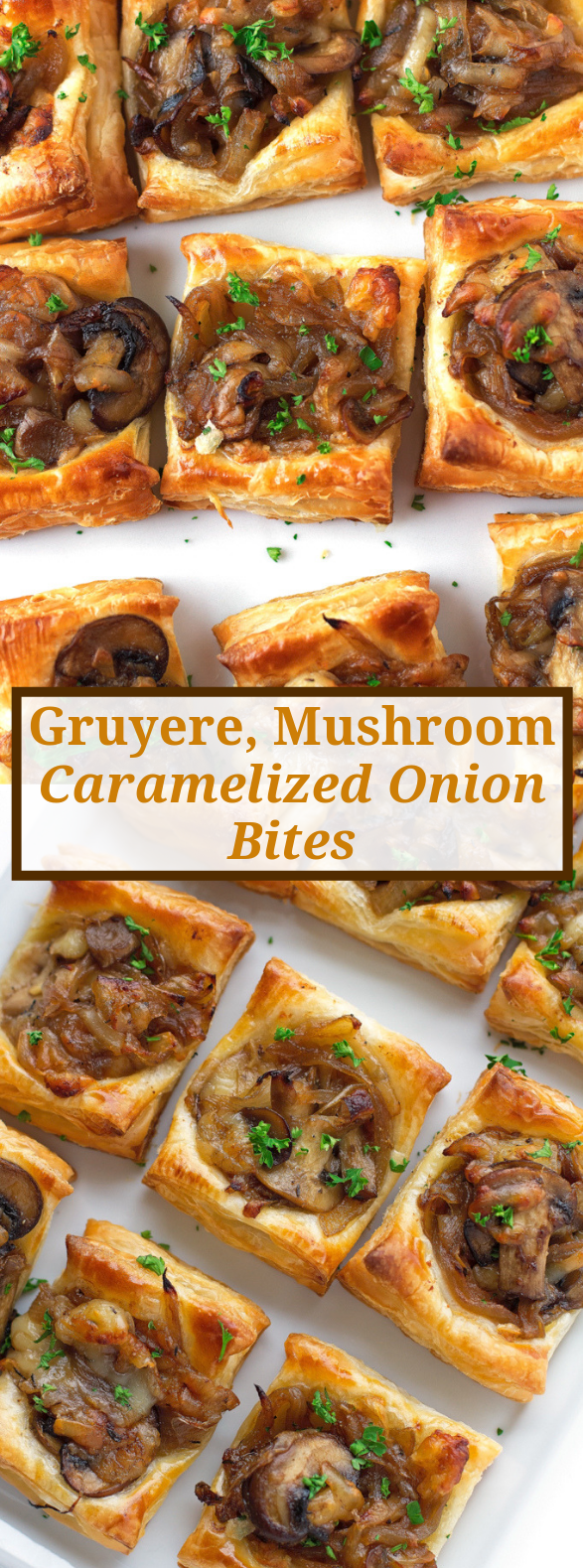 Gruyere, Mushroom, & Caramelized Onion Bites #appetizer #pastryrecipe