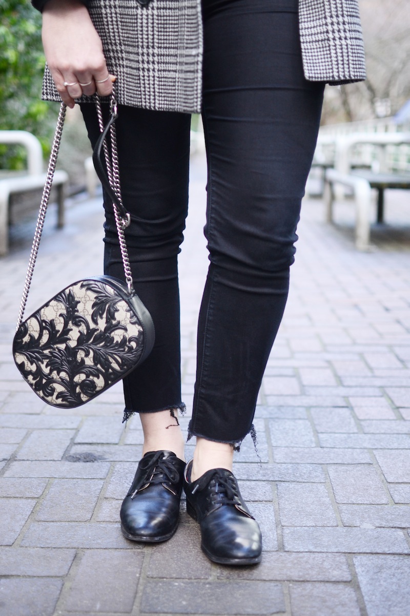 Le Chateau jeans vancouver fashion blogger gucci arabesque handbag H&M plaid oversized blazer vancouver fashion blogger cute boyfriend blazer outfit chic minimalist style