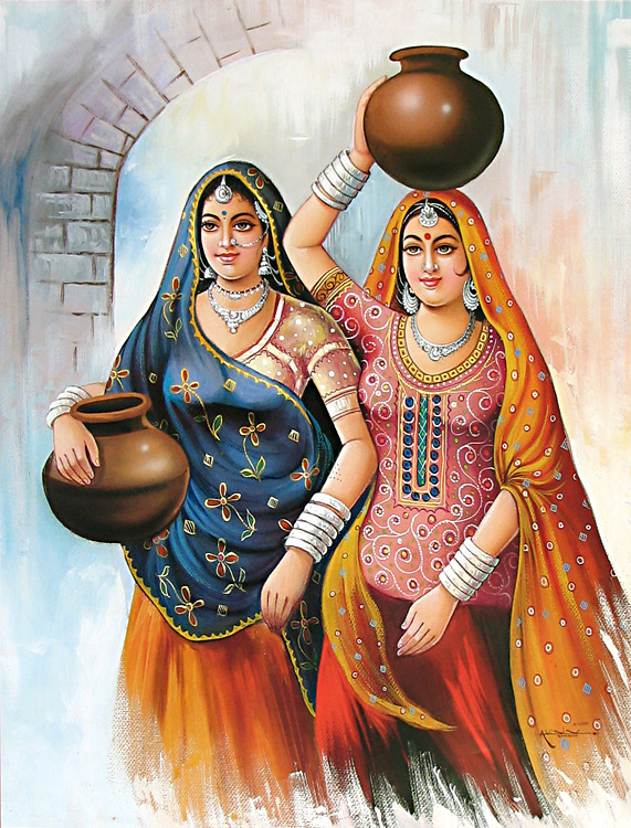 Rajasthani Girls Art Paintings 11