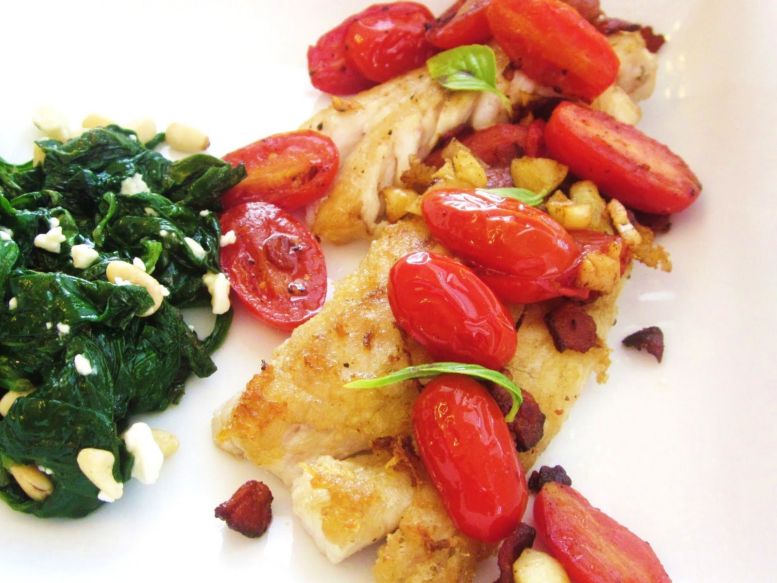 One Spicy Dish Pan Fried Trout with Tomato Basil Sauce