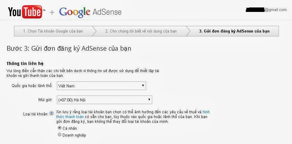 Cách đăng ký Google Adsense thông qua Youtube 2014