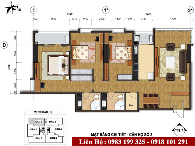 chung cư đội cấn thiết kế căn hộ 02