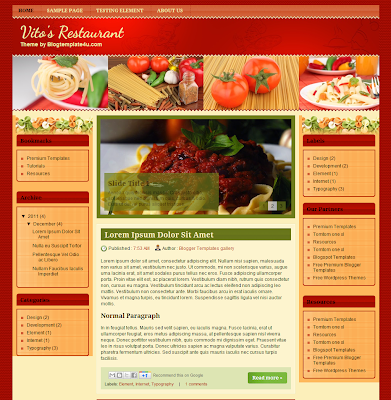 Vito's Restaurant Food Blogger Template