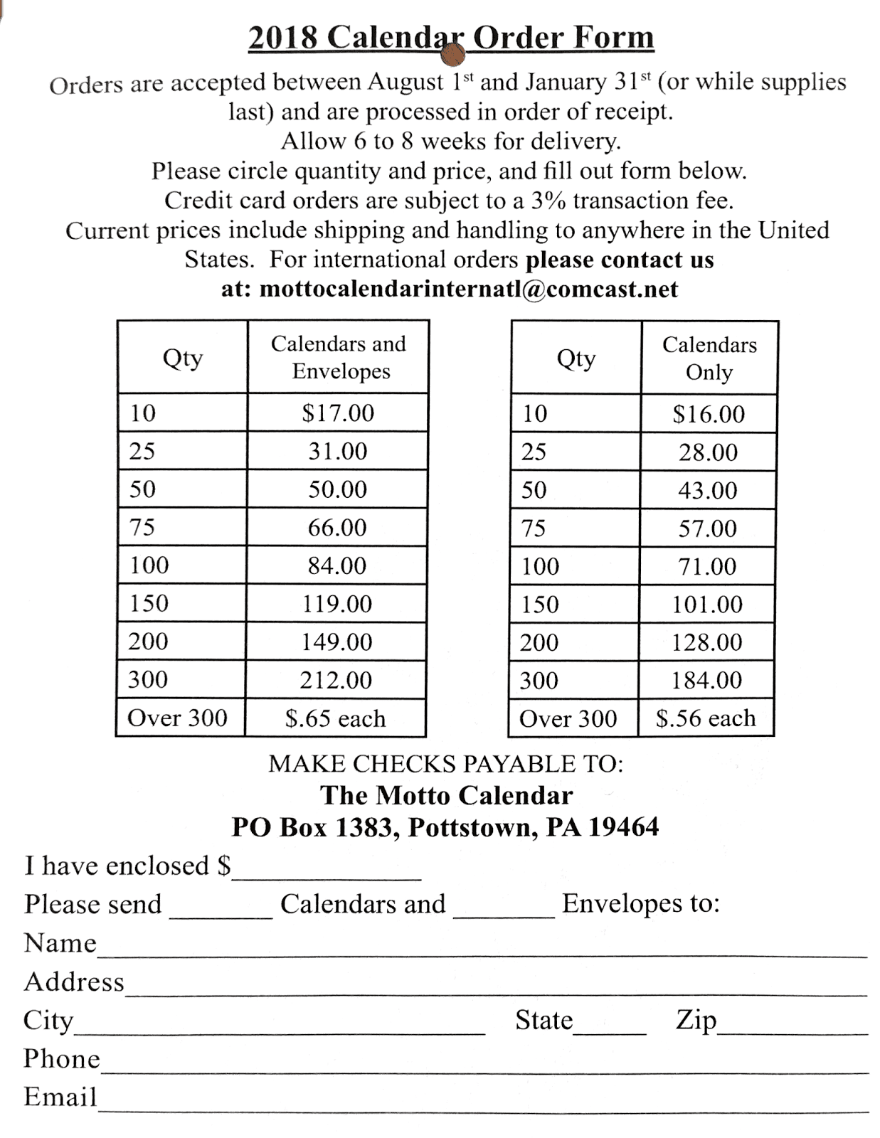 AScattergood Quaker Motto Calendar