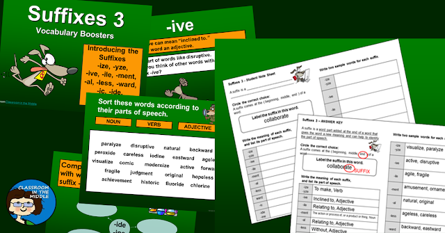 Suffixes PowerPoint with Student Notebook Page