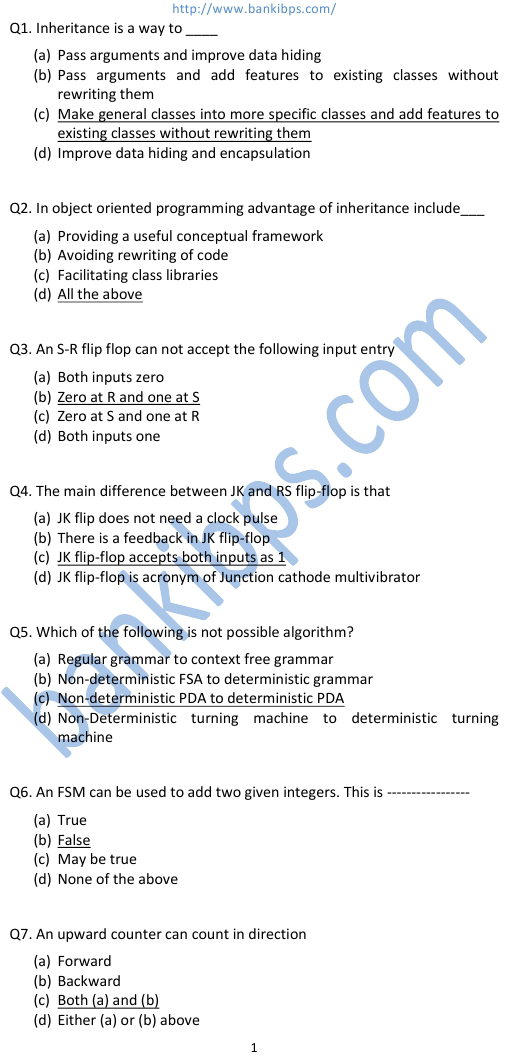 specialist officer question paper