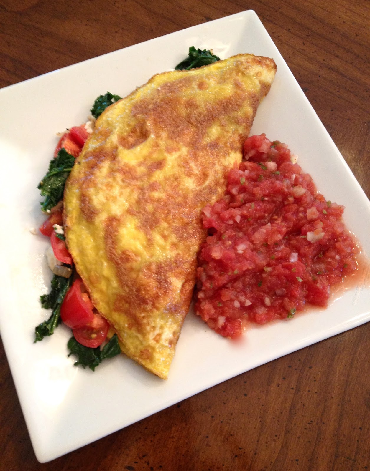 Kale and Tomato Omelet with Homemade Salsa