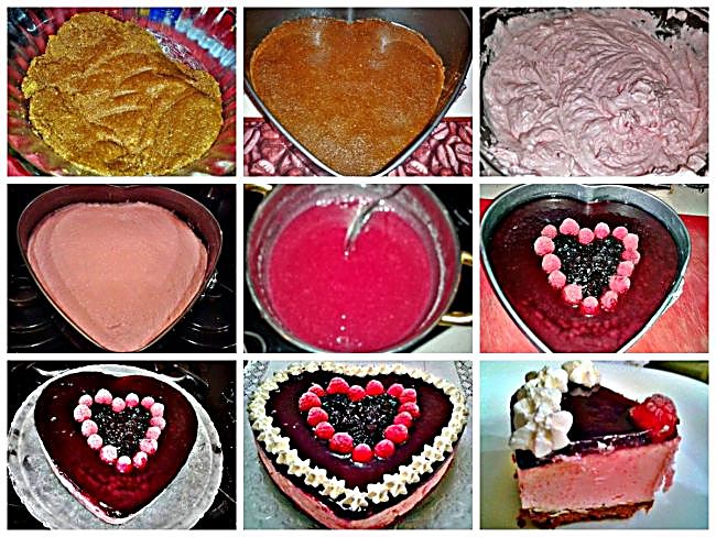Preparación de la tarta corazón de arándanos
