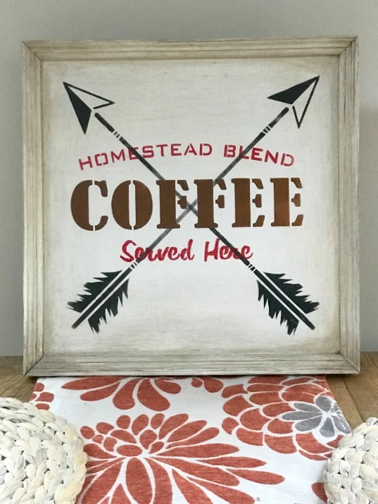 Gel stained Arrow Rustic Coffee Sign 