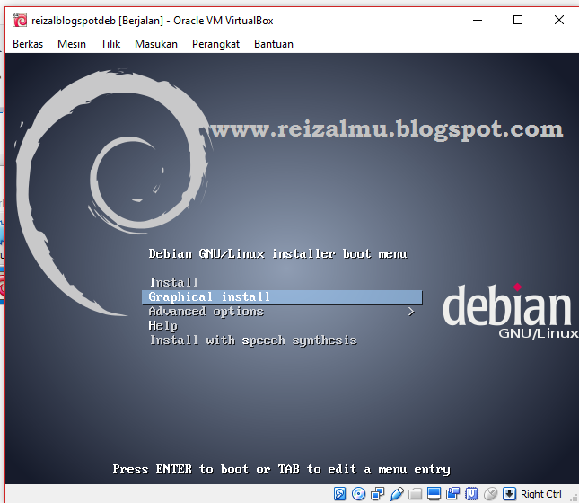 cara menginstall linux debian di virtualbox basis GUI part2 - Mr Reizal