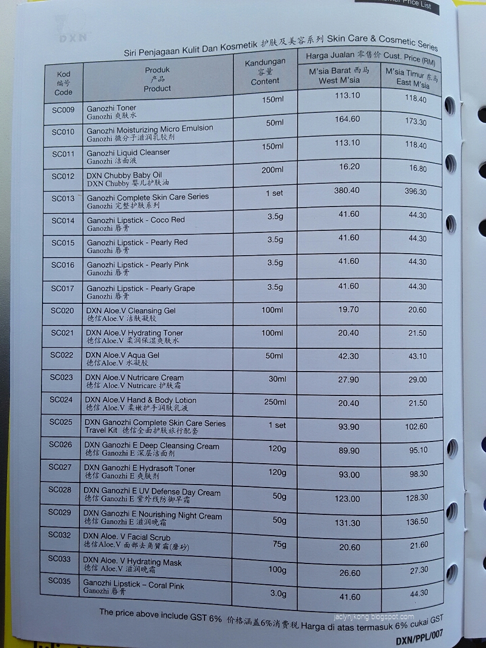 DXN Distributor DXN PRODUCT PRICE LIST AUGUST 2016