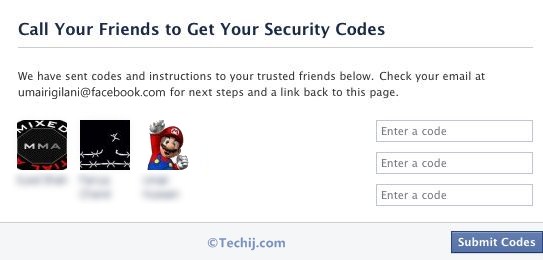 Recover Facebook password via trusted contacts