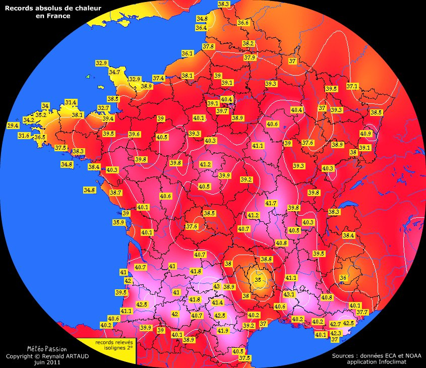 Carte Absolus Climat en Français Carte de L'ensoleillement en France