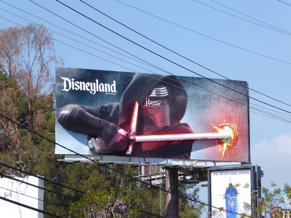 Star Wars Kylo Ren 3D lightsaber Disneyland billboard Cahuenga Boulevard Star Wars Kylo Ren 3D lightsaber Disneyland billboard