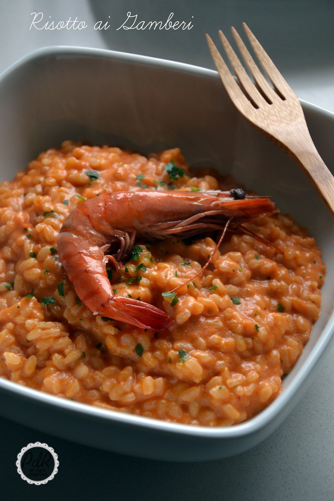 Pan di Ramerino Risotto alla cremina di gamberoni