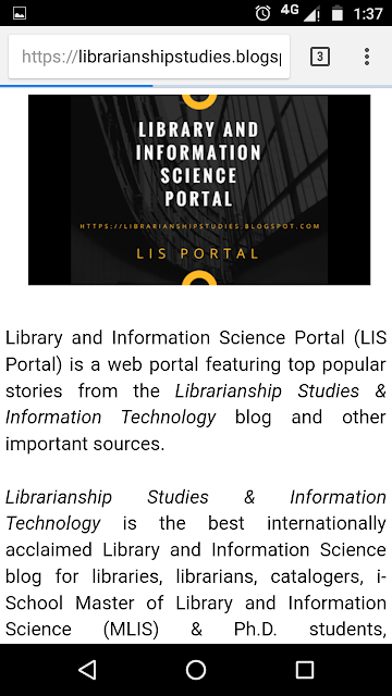 Librarianship Studies blog on a mobile phone