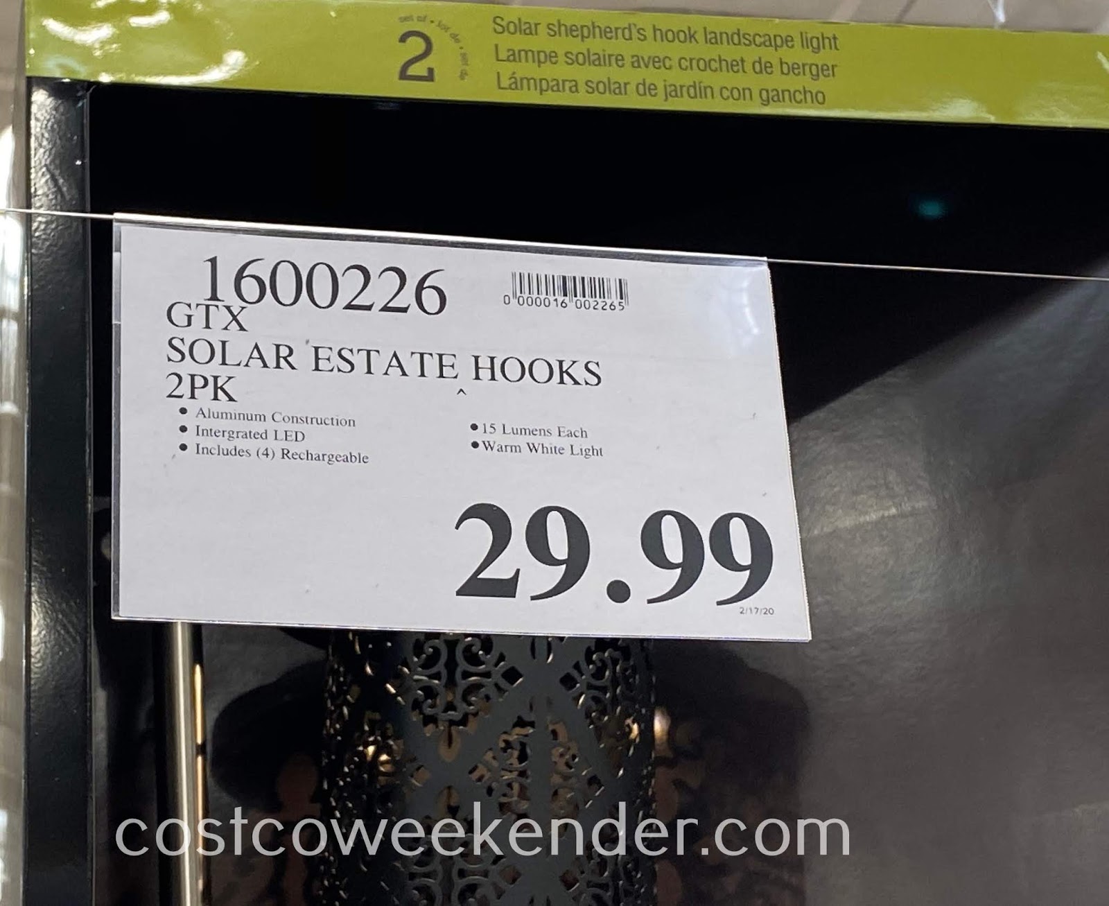 GTX Solar Shepherd's Hook Landscape Lights (set of 2) Costco Weekender