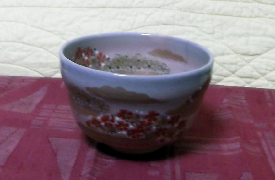 京焼 清水焼 陶器 急須セット 茶器揃 粉引鶴亀 紙箱入 Kyo-yaki. Set of Japanese yunomi teacup