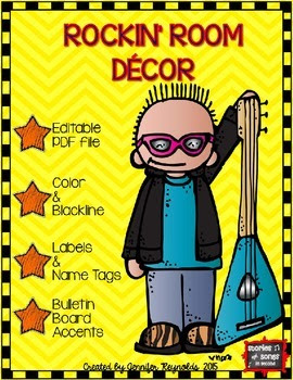 Students will love being learning rock stars wtth themed brag tags, classroom decor items, and literacy center activities!