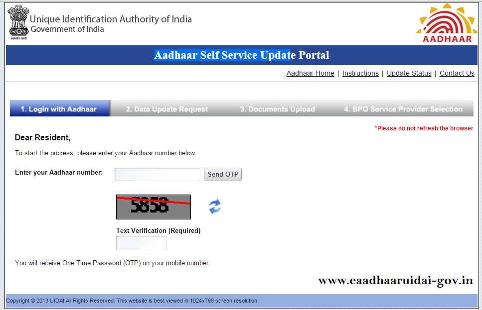 Aadhar Card - Updation Registration Printout Online: Aadhaar Card ...