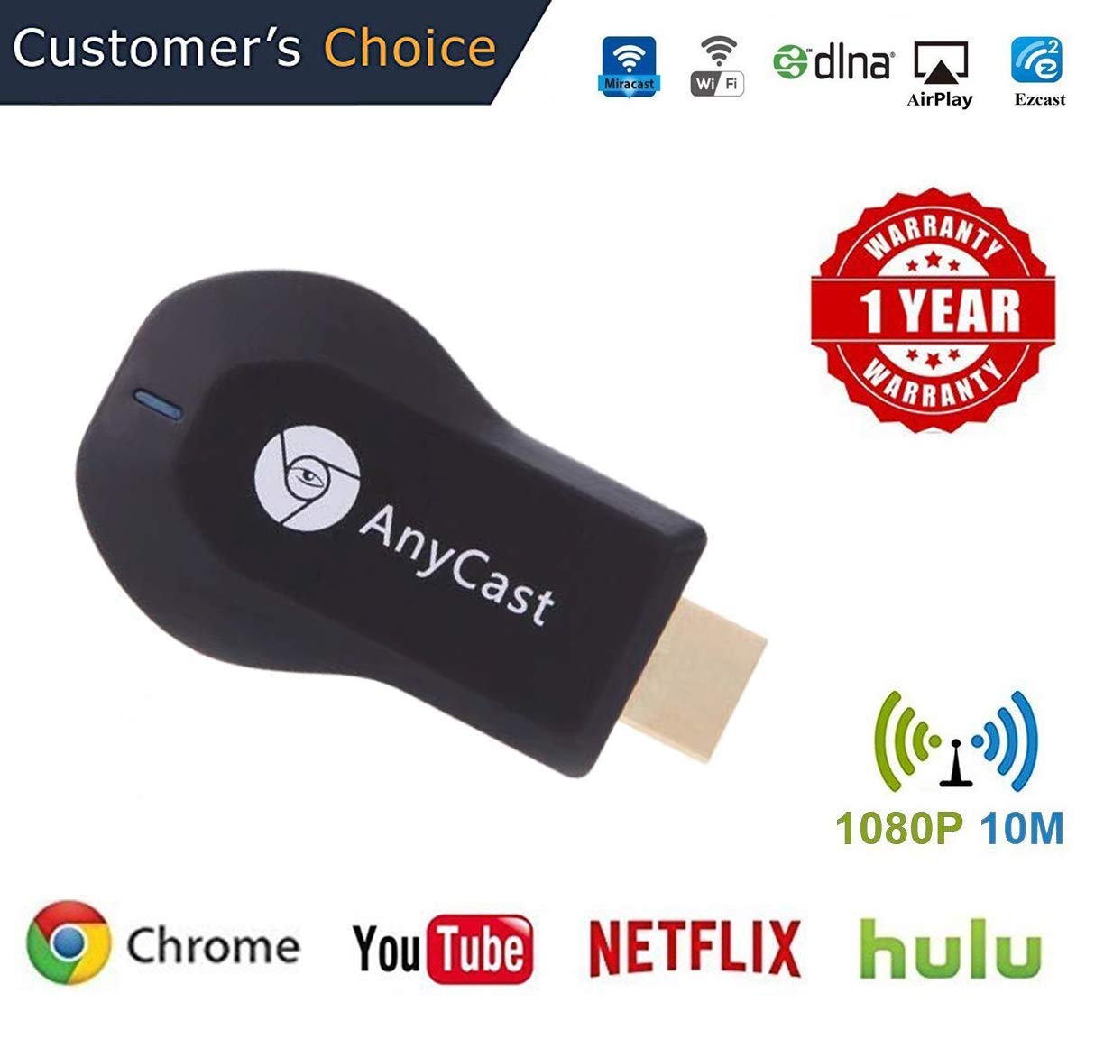 GORTES WiFi Display Dongle Wireless HDMI Dongle 1080P Dongle for