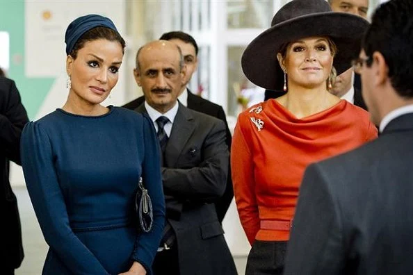 Sheikha Mozah bint Nasser from Qatar and Dutch Crown Princess Maxima visit Shell Technology Centre in Amsterdam