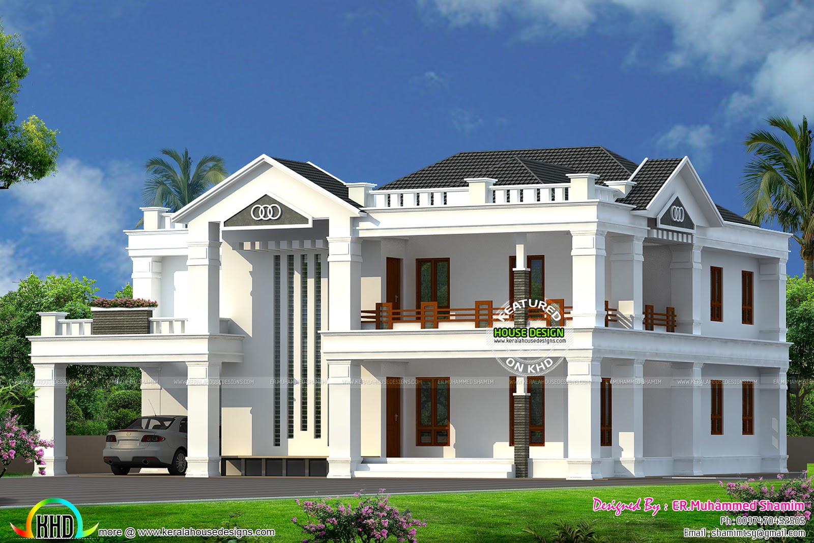 Semi Colonial style 4 bedroom home Kerala Home Design and Floor Plans