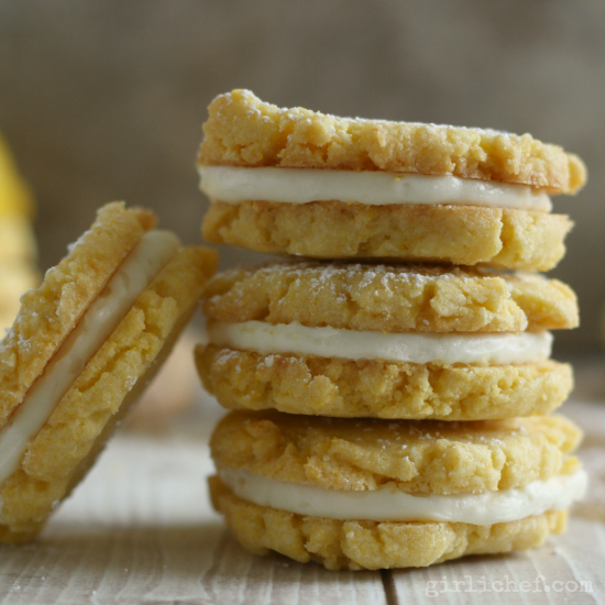 Lemon Cornmeal Sandwich Cookies | www.girlichef.com