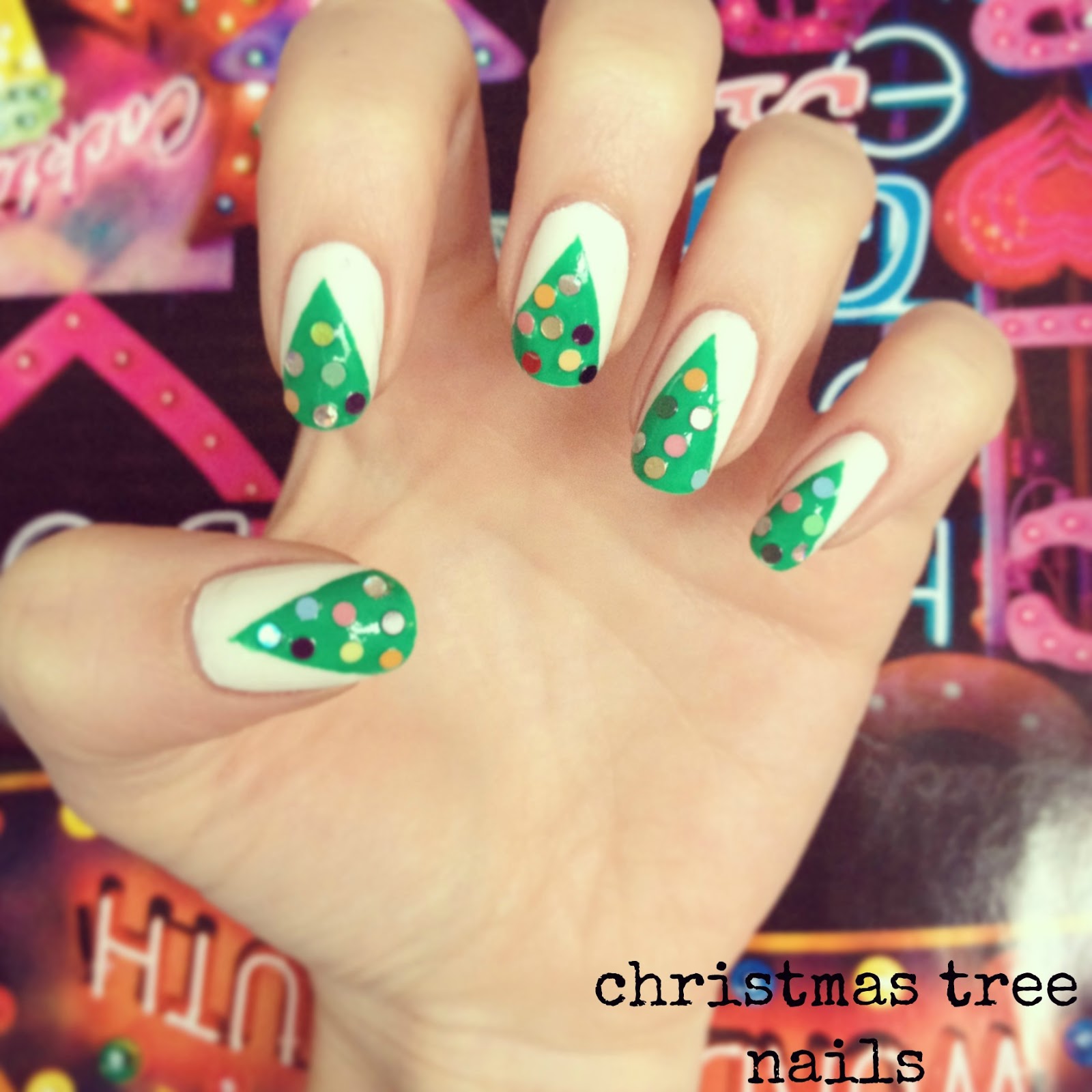 christmas tree nail art! — Caroline Burke