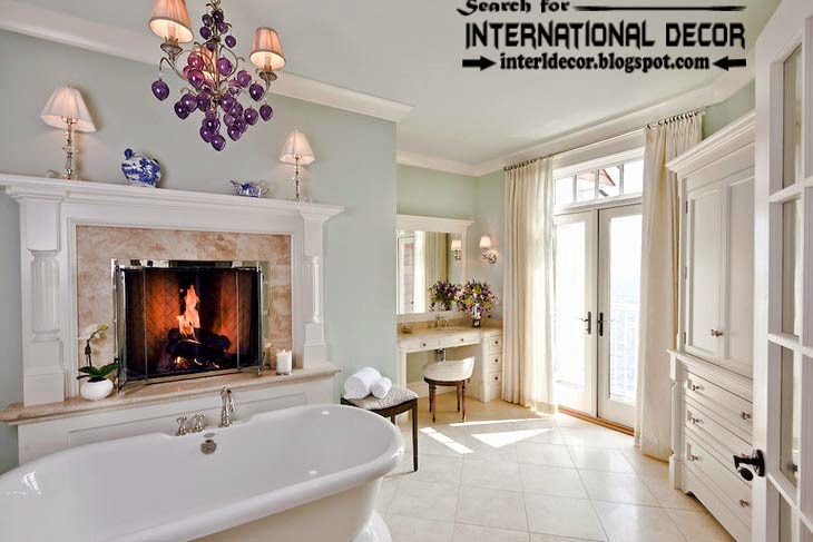 Cozy Interior bathroom with fireplace designs, bathroom fireplace