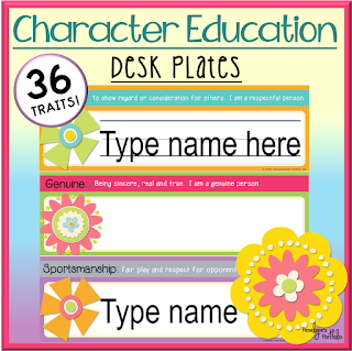 Character Education Desk Plates