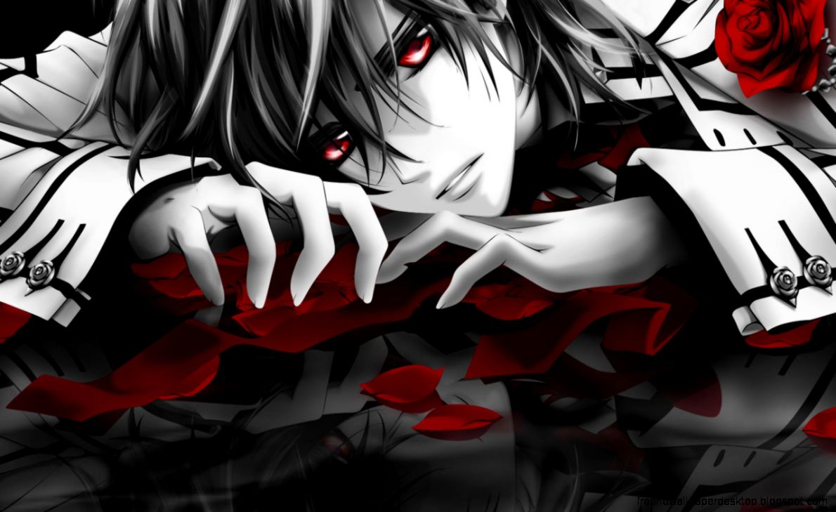 Anime Emo Boy And Red Rose Wallpaper | Free High ...