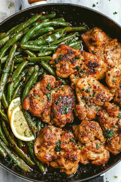 Lemon Garlic Butter Chicken and Green Beans Skillet - HEALTHY LIFESTYLE ...