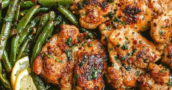 Lemon Garlic Butter Chicken and Green Beans Skillet - HEALTHY LIFESTYLE ...