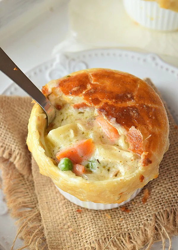 Chicken Pot Pie served hot with delicious creamy chicken and vegetable filling