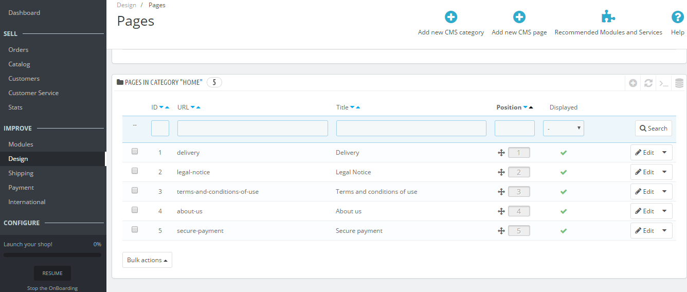 Adding JavaScript to a PrestaShop CMS page