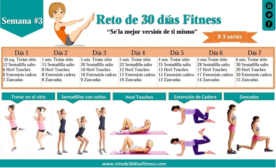 Rutina de 4 semana para entrenar tu cuerpo Semana 3 Reto fitness Rutina de 4 semana para entrenar tu cuerpo Semana 3 Reto fitness