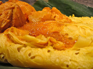 roti jala,chicken curry, Malaysian, bread
