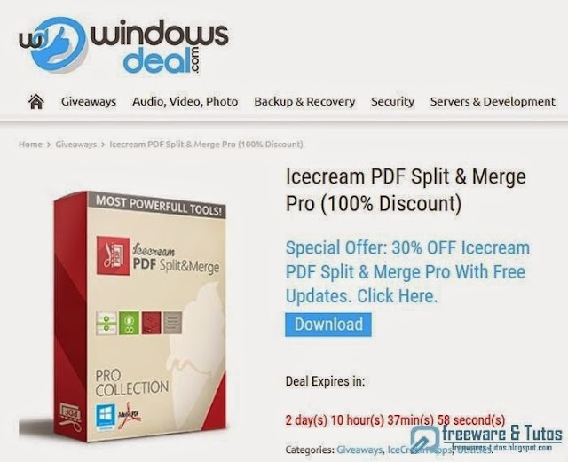 Offre promotionnelle : IceCream Split&Merge Pro gratuit !